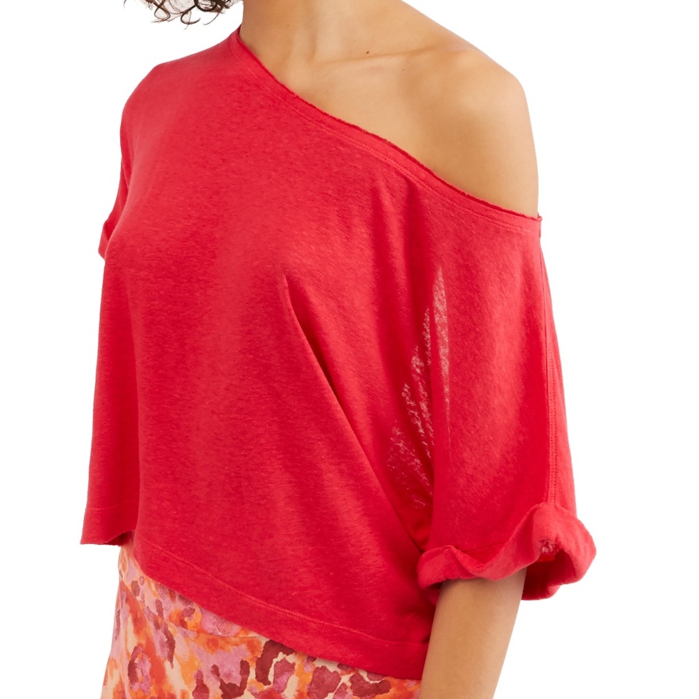 Free People Sweet Surprise Linen Blend Tee - Picture 1 of 9